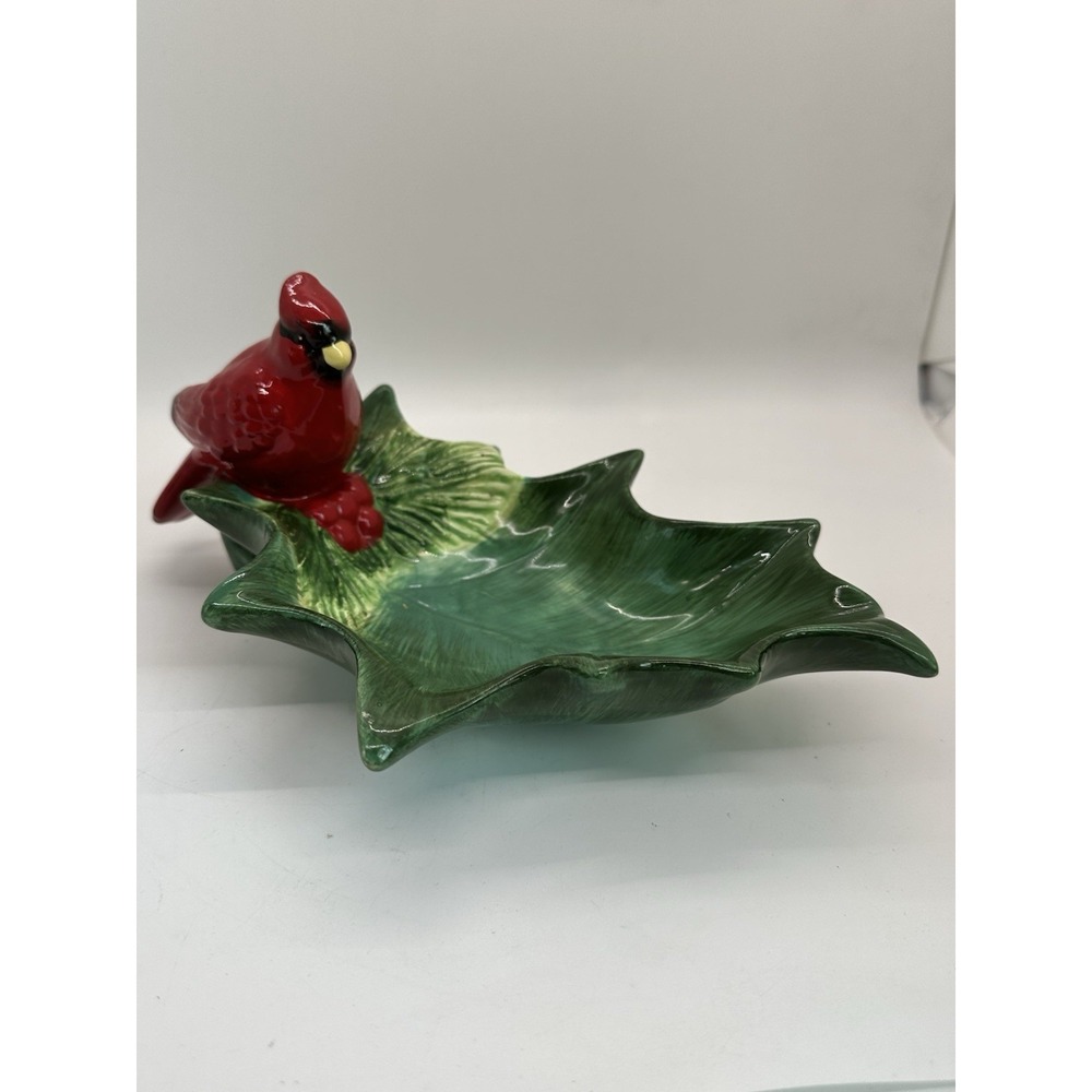 Cracker Barrel Plaid‎ Tidings Cardinal Candy Dish Christmas Kitschy New!